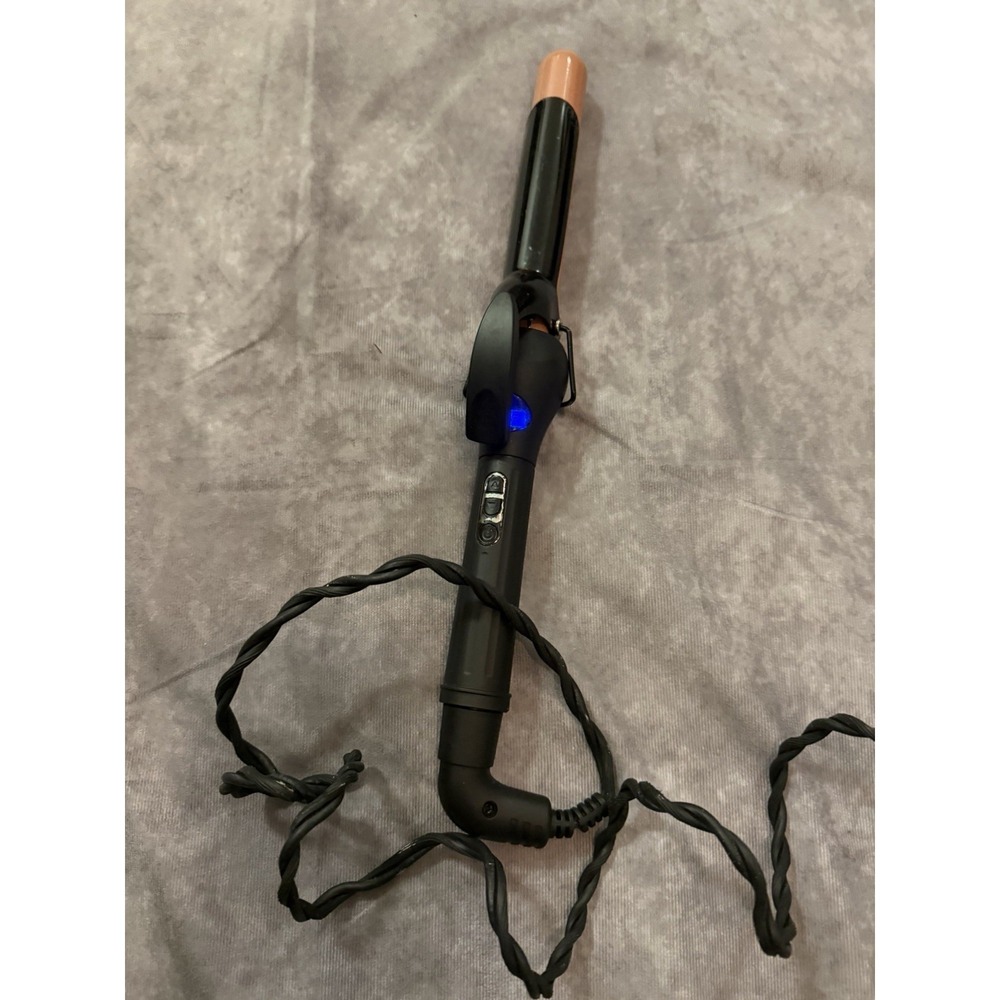 Black Ceramic Curling Iron 1 in Barrel, Adjustable Heat, Clamp, 410°F